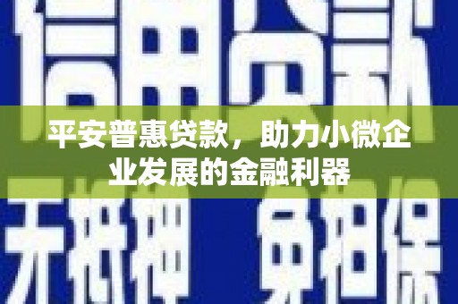 梧州平安普惠贷款，助力小微企业发展的金融利器