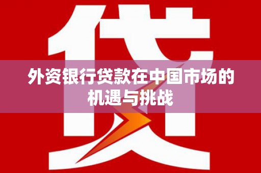 梧州外资银行贷款在中国市场的机遇与挑战