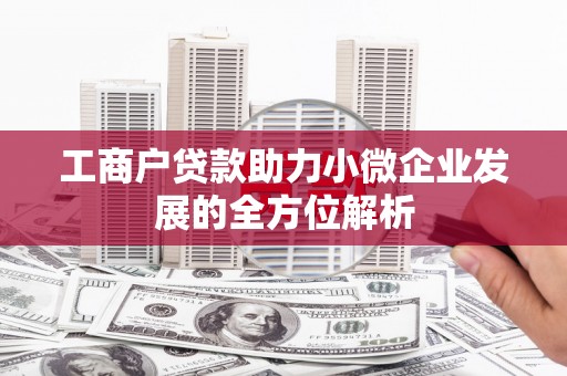 梧州工商户贷款助力小微企业发展的全方位解析