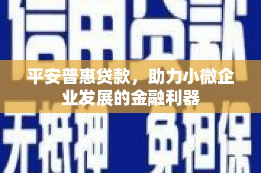 梧州平安普惠贷款，助力小微企业发展的金融利器