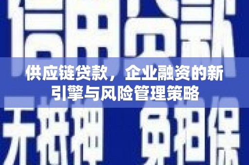 梧州供应链贷款，企业融资的新引擎与风险管理策略