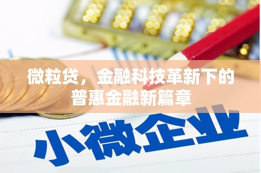 梧州微粒贷，金融科技革新下的普惠金融新篇章